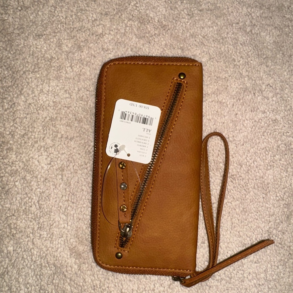 Free People Brown Leather Wristlet